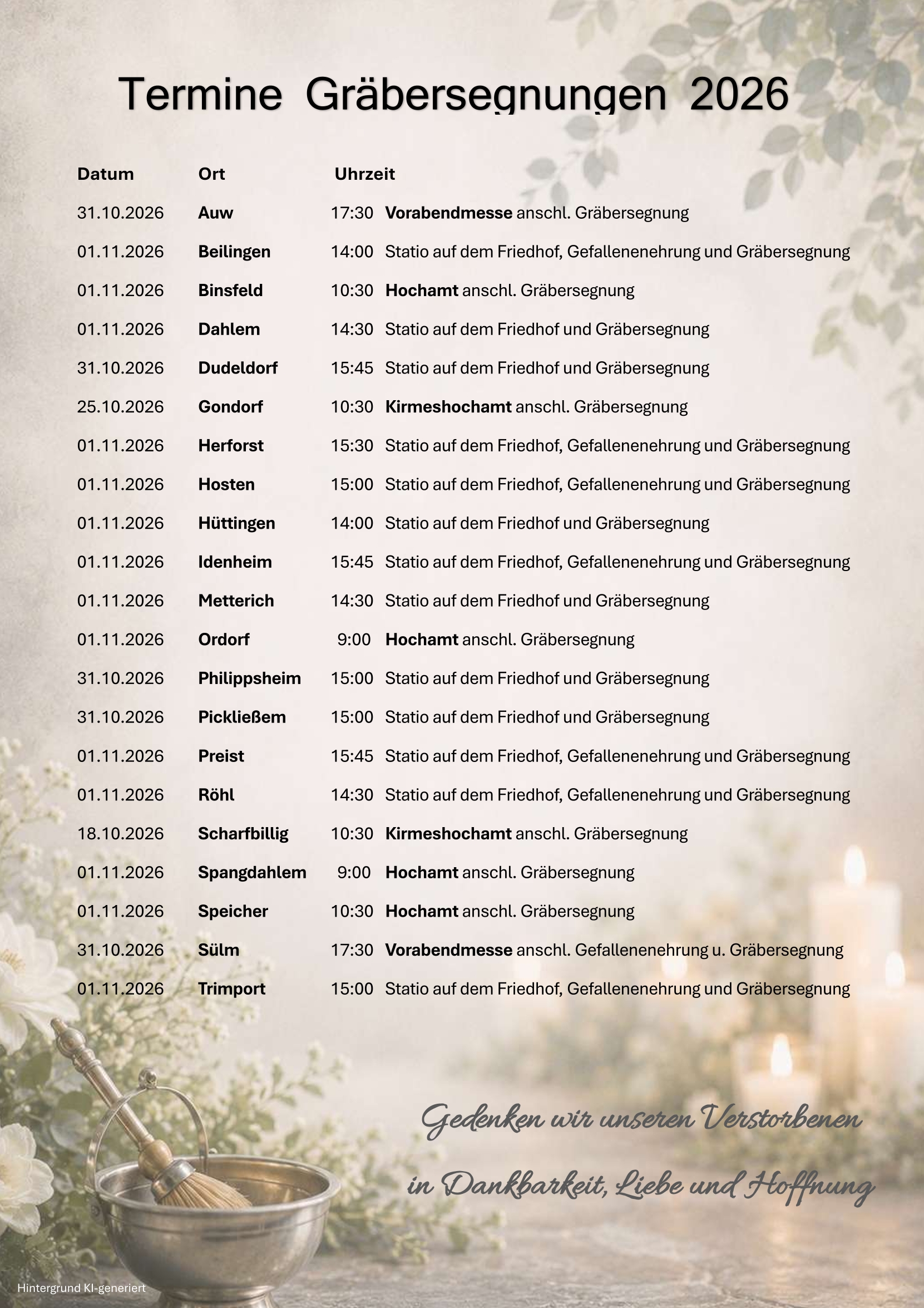 Gräbersegnungen 2026
